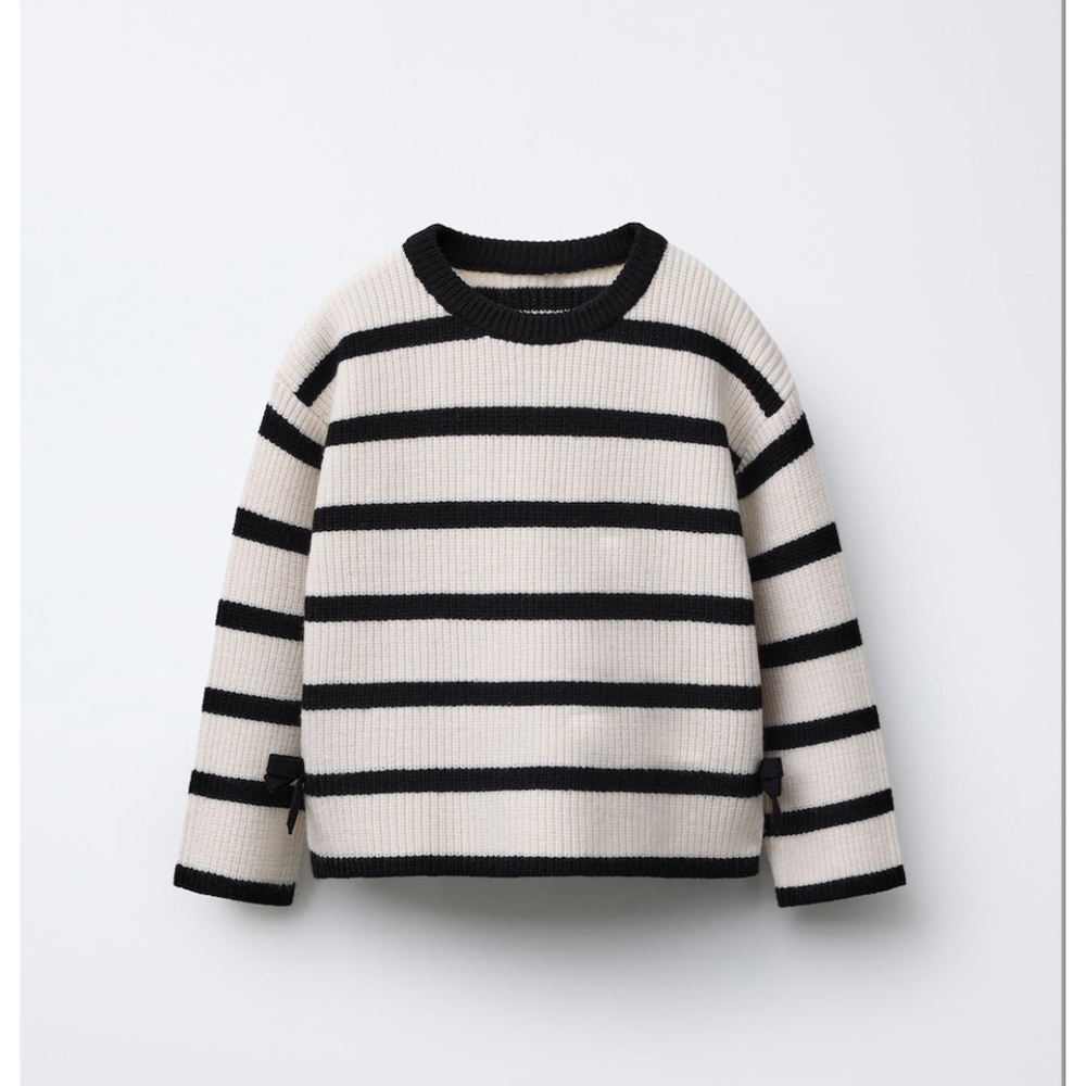 Zara Baby Striped Knit Sweater with Bows Size 4yo
